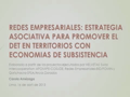 Carola Amézaga - Redes Empresariales: Estrategia Asociativa para promover el DET en territorios con economías de subsistencia